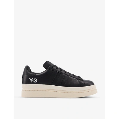 Adidas Y3 Hicho Leather Platform Trainers In Black+white