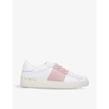 Valentino Open Contrast-stripe Leather Trainers In Pink