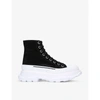 Alexander Mcqueen Tread Slick Lace Up Sneakers In Blk/white