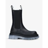 Bottega Veneta Tire Rubber-trimmed Leather Chelsea Boots In Black