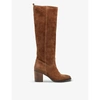 DUNE WOMENS TAUPE-SUEDE TROOP SUEDE KNEE-HIGH BOOTS 8,R03675268