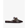 Kurt Geiger Womens Black Chelsea Stud-embellished Leather Mules 3 In Wine