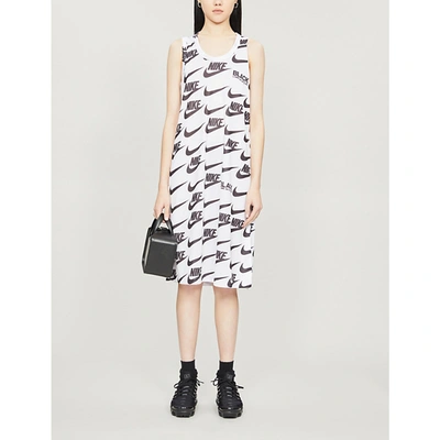 Black Comme Des Garcon Black Comme Des Garçons X Nike Logo-print Jersey Midi Dress In White