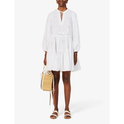 Seafolly Beach Edit Embroidery Tiered Cover-up Dress In White