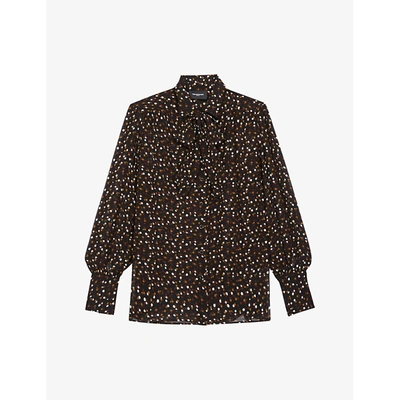 The Kooples Pussy-bow Shirt With Polka-dot Print In Multicolor