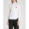 COMME DES GARÇONS PLAY WOMENS WHITE HEART-EMBROIDERED COTTON SHIRT L,143-2000022-P1B001