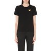 Comme Des Garçons Play Womens Black Embroidered-heart Cotton-jersey T-shirt Xs