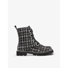 DUNE WOMENS BLACK-FABRIC PURLA CHECKED ANKLE BOOTS 5,R03675278