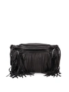 DSQUARED2 FRINGED LEATHER BUM BAG IN BLACK
