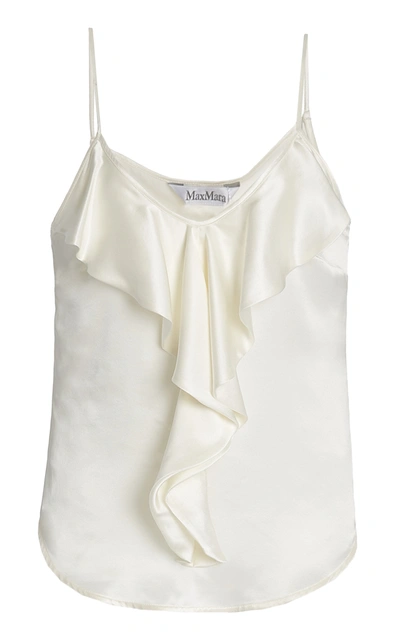 Max Mara Edile Silk-satin Ruffled Camisole In White