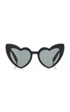 Saint Laurent Heart Frame Acetate Sunglasses In Black,white