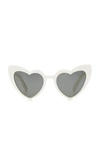 Saint Laurent Loulou Heart-shaped Acetate Sunglasses In Black,white