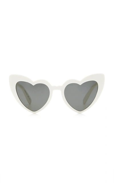 Saint Laurent Loulou Heart-shaped Acetate Sunglasses In White