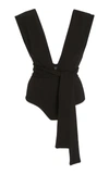 Haight Black Crepe V One-piece Swimsuit In Black