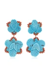 CASA CASTRO WOMEN'S ORCHID 18K YELLOW GOLD TURQUOISE; CORAL EARRINGS