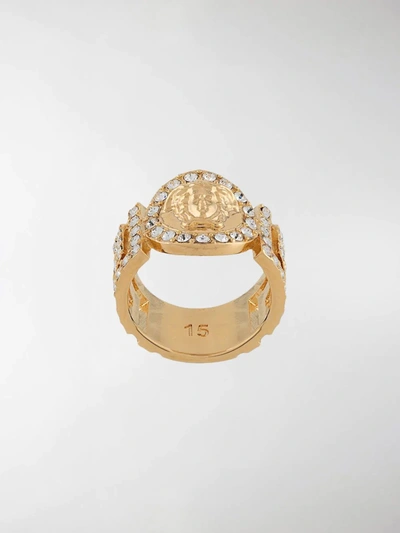 Versace La Medusa Crystal-embellished Ring In Gold