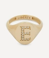 Liberty 9ct Gold And Diamond Initial  Signet Ring In Gold