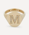 Liberty 9ct Gold And Diamond Initial  Signet Ring In Gold