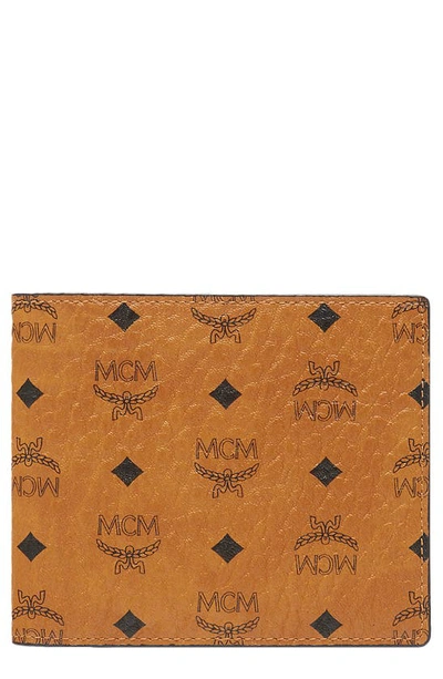 Mcm Bifold Wallet With Card Case In Visetos Original In Cognac