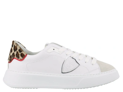 Philippe Model Temple White Leather Sneaker With Spotted Spoiler