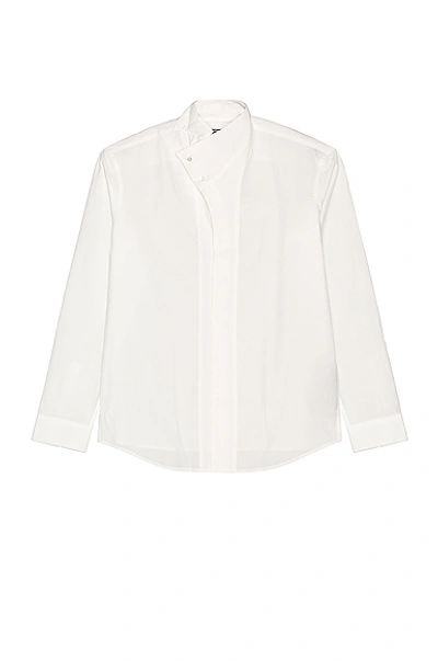 Balmain Asymmetric Collar Cotton Shirt In Blanc