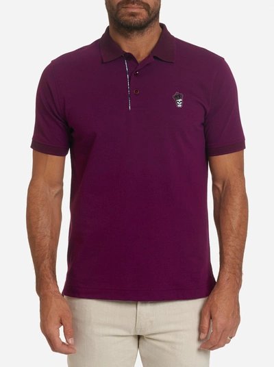 Robert Graham Lucifer Classic-fit Skull-embroidered Polo In Dark Raspberry