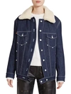 CHLOÉ SHEARLING COLLAR DENIM JACKET,0400012490695