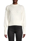 FRENCH CONNECTION CROPPED BOBBLE-STITCHED COTTON-BLEND SWEATER,0400013217542