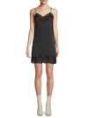 ALICE AND OLIVIA BRIGHTON LACE TRIMMED SLIP DRESS,0400011180161