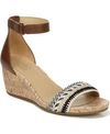 Naturalizer Areda Womens Ankle Strap Cork Wedges In Natural Multi