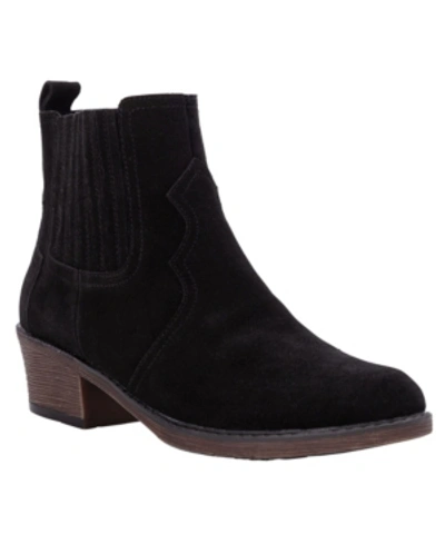 Propét Reese Womens Suede Block Heel Ankle Boots In Black