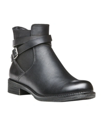 Propét Tatum Womens Leather Buckle Ankle Boots In Black