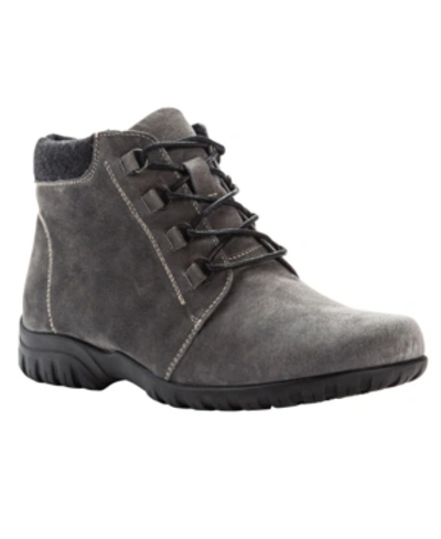 Propét Delaney Womens Zipper Leather Ankle Boots In Grey