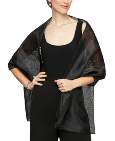 Alex Evenings Rectangular Organza Shawl In Black