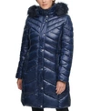 KENNETH COLE FAUX-FUR-TRIM HOODED PUFFER COAT