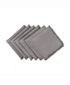 Design Imports Solid Gray Heavyweight Fringed Napkin Set Of 6 In Grey