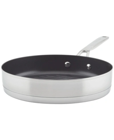 KITCHENAID 3-PLY BASE STAINLESS STEEL NONSTICK INDUCTION STOVETOP GRILL PAN, 10.25", BRUSHED STAINLESS STEEL