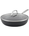 KITCHENAID HARD-ANODIZED INDUCTION NONSTICK FRYING PAN WITH LID, 12.25", MATTE BLACK
