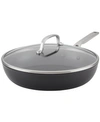 Kitchenaid Hard-anodized Induction Nonstick Frying Pan With Lid, 12.25", Matte Black In Matte Black