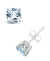 Macy's Gemstone Stud Earrings In Sterling Silver In Sky Blue Topaz