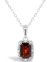Macy's Gemstone And Diamond Accent Pendant Necklace In Sterling Silver In Garnet