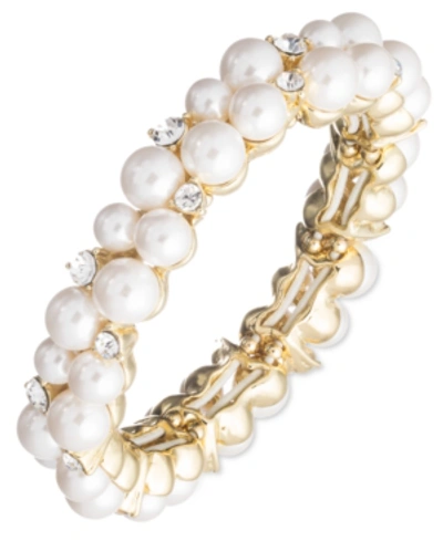 Anne Klein Pearl Cluster Stretch Bracelet In Gold