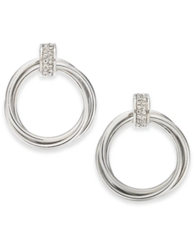 Alfani Gold-tone Pave Ring Small Hoop Earrings, Created For Macy's In Silver