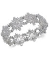 Charter Club Silver-tone Crystal Snowflake Stretch Bracelet, Created For Macy's In Silver