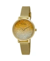 BOB MACKIE WOMEN'S GOLD-TONE ALLOY BRACELET GLITTER DIAL MESH WATCH, 32MM