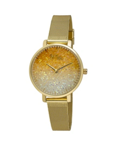 Bob Mackie Women's Gold-tone Alloy Bracelet Glitter Dial Mesh Watch, 32mm