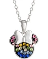 DISNEY CHILDREN'S RAINBOW CRYSTAL MINNIE MOUSE 18" PENDANT NECKLACE IN STERLING SILVER