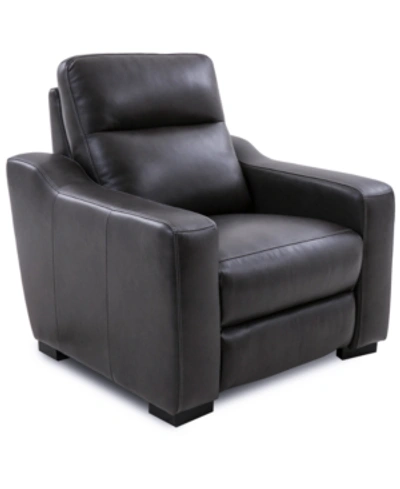 Mwhome Gabrine Leather Power Recliner, Created For Macy's In Charcoal