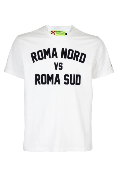 Mc2 Saint Barth Roma Sud Vs Roma Nord Printed Man T-shirt In White