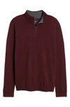 Nordstrom Men's Shop Washable Merino Quarter Zip Sweater In Burgundy Fudge